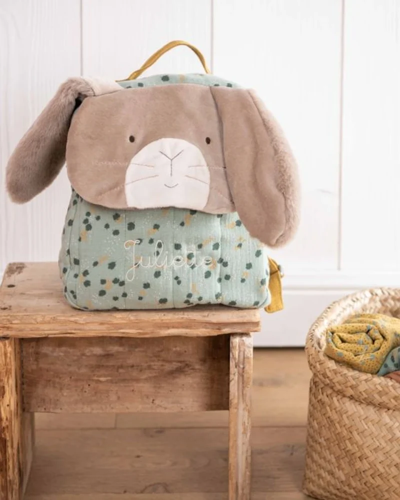 Sac à dos lapin sauge à personnaliser