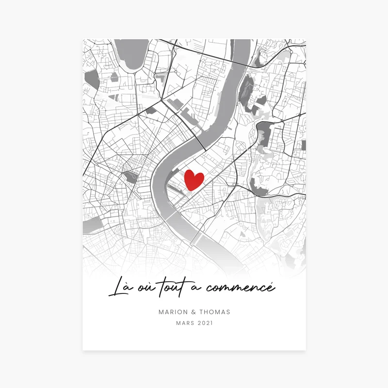 Affiche personnalisée couple - Carte première rencontre