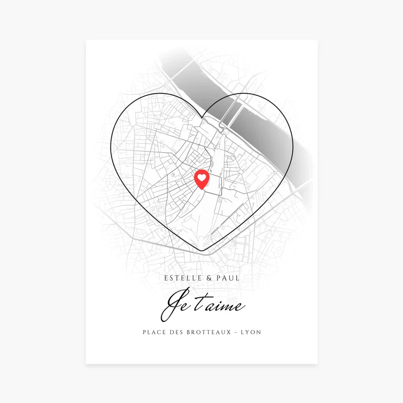 Affiche personnalisée couple - Carte personnalisée claire