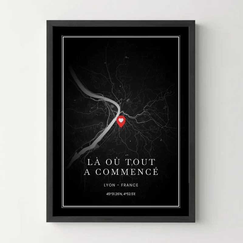 Affiche personnalisée couple Dark Love - Lieu de la première rencontre