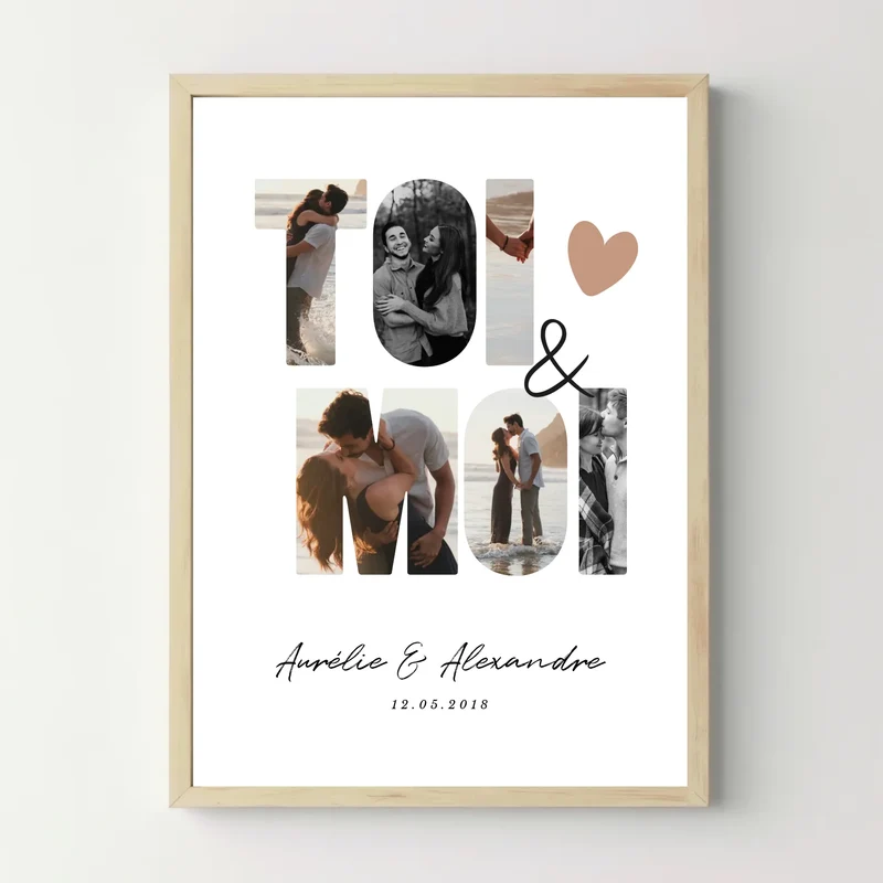 Affiche couple personnalisée photos - Toi & Moi
