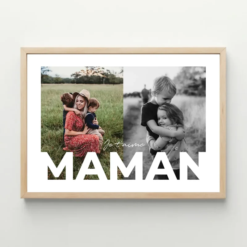 Affiche personnalisée - Je t'aime Maman - Deux photos