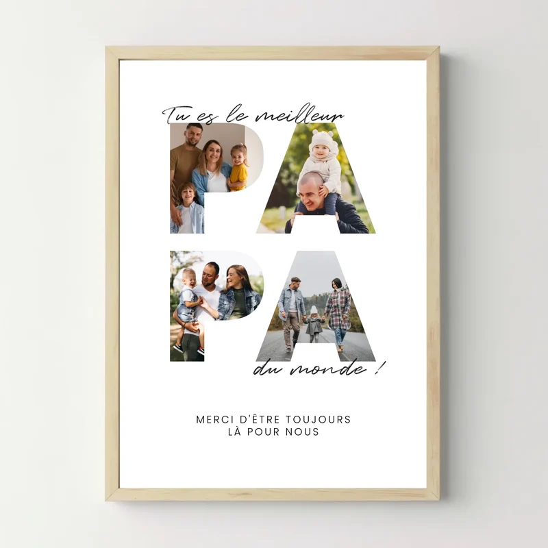 Affiche photo personnalisée - Meilleur papa du monde - Portrait