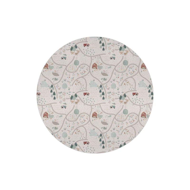 Alfombra redonda Happy Farm - Nombre personalizable