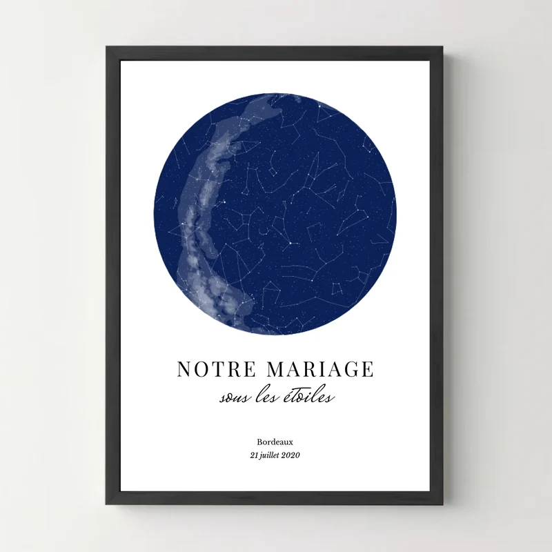 Affiche personnalisée - Carte du ciel étoilé mariage