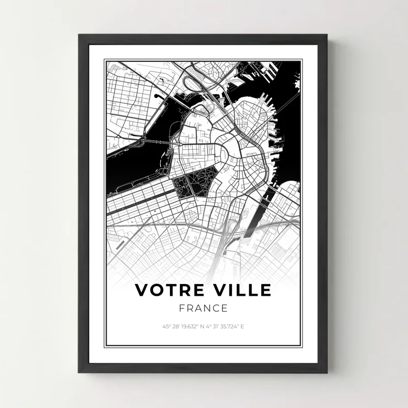 Affiche personnalisée - Carte personnalisable, votre ville ou lieu - Poster map