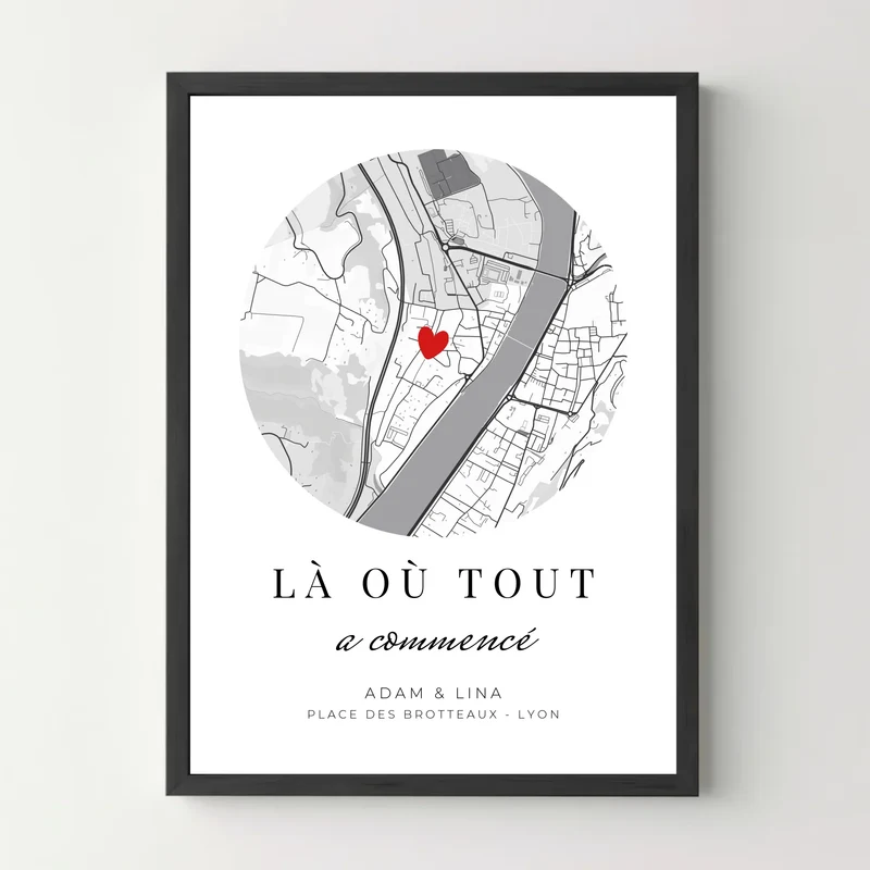 Affiche personnalisée couple - Carte lieu de rencontre
