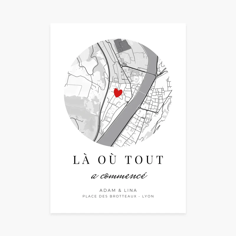 Affiche personnalisée couple - Carte lieu de rencontre