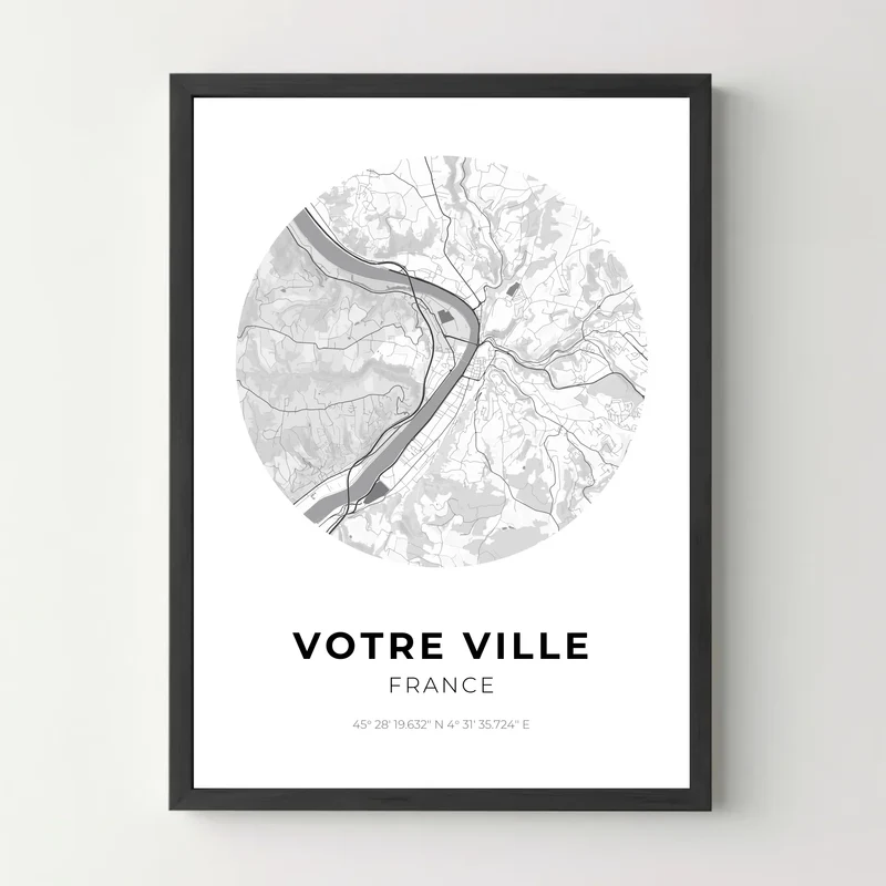 Affiche carte ville personnalisée - Ronde