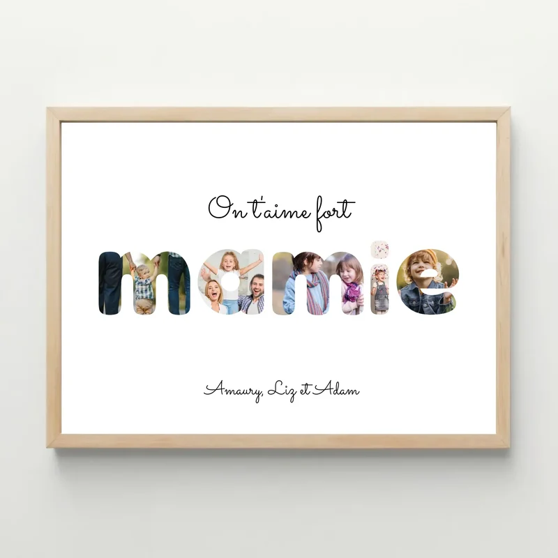 Affiche personnalisée "On t'aime fort mamie"