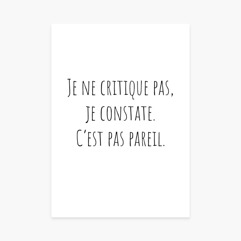 Affiche "Je ne critique pas"
