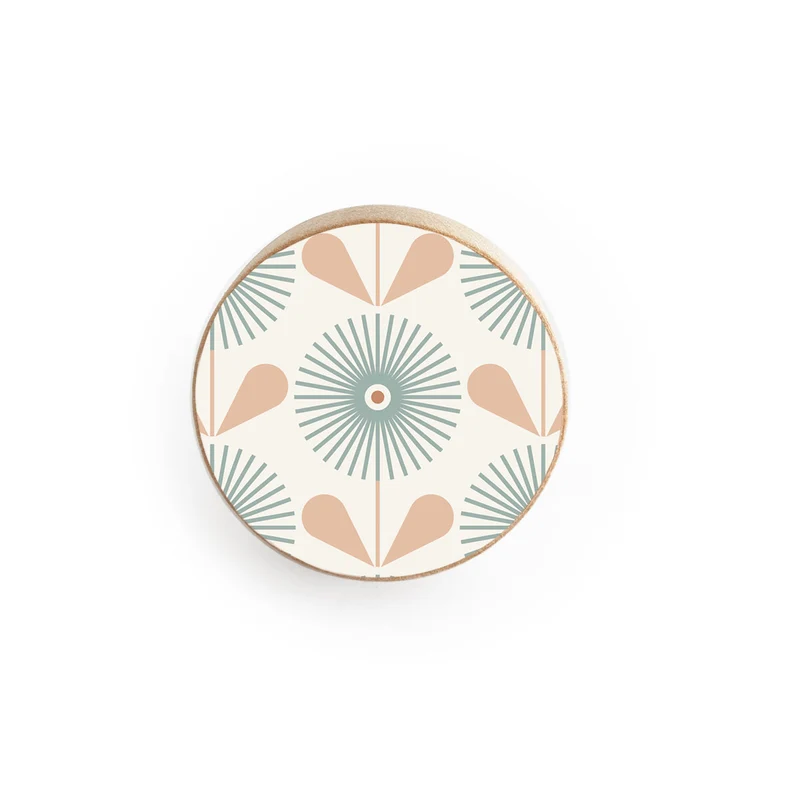 Wooden Door Knob with Sunflower Dusk Design