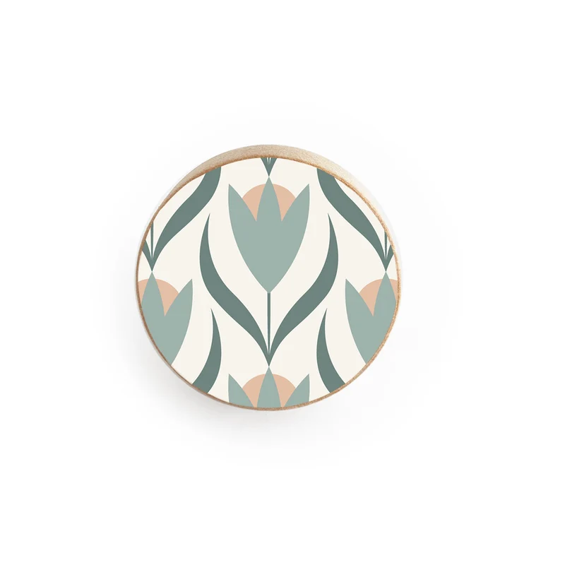 Wooden Knob with Soft Tulip Design