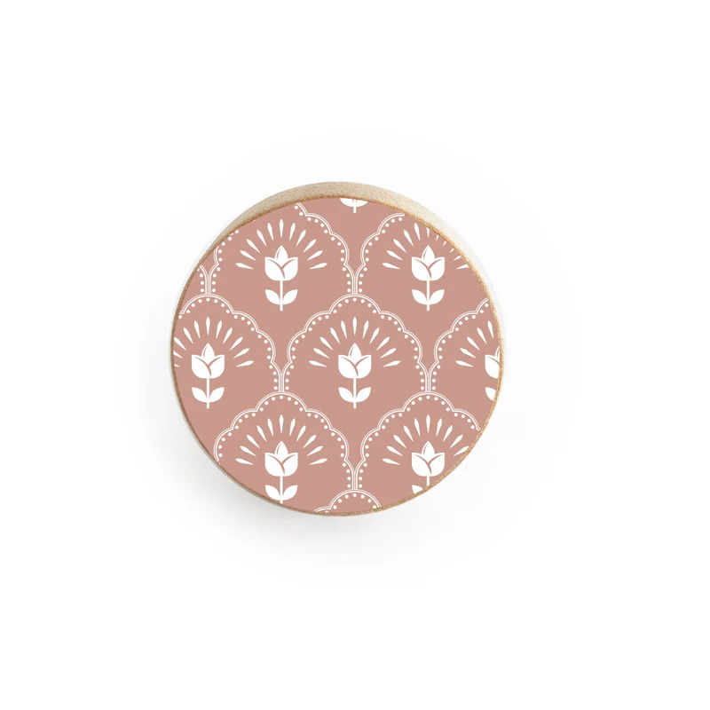 Quiet Posy Design Wooden Door Knob - Multiple Colors Available