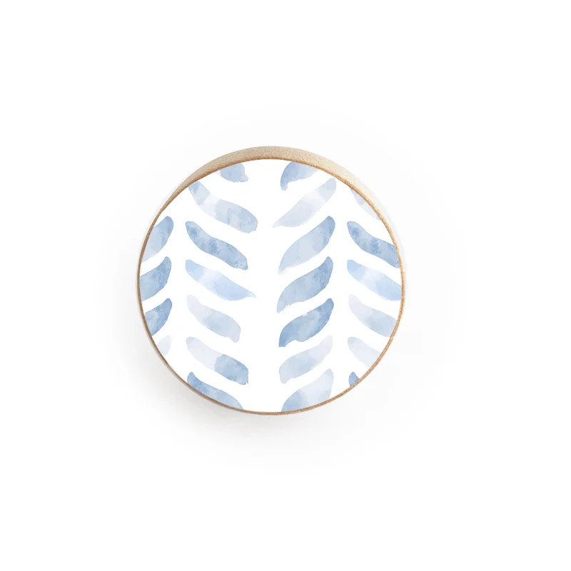 Wooden Door Knob with Herringbone Design