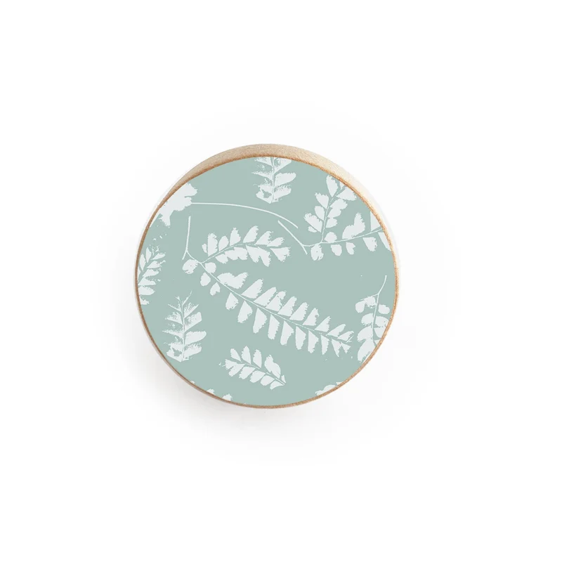 Wooden Door Knob with Foliage Design - Multiple Colors Available