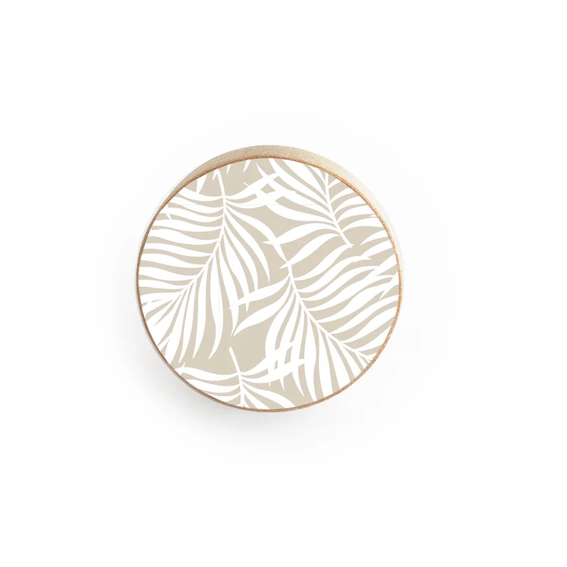 Pomo de puerta de madera con diseño de hojas tropicales en relieve (varios colores disponibles)
