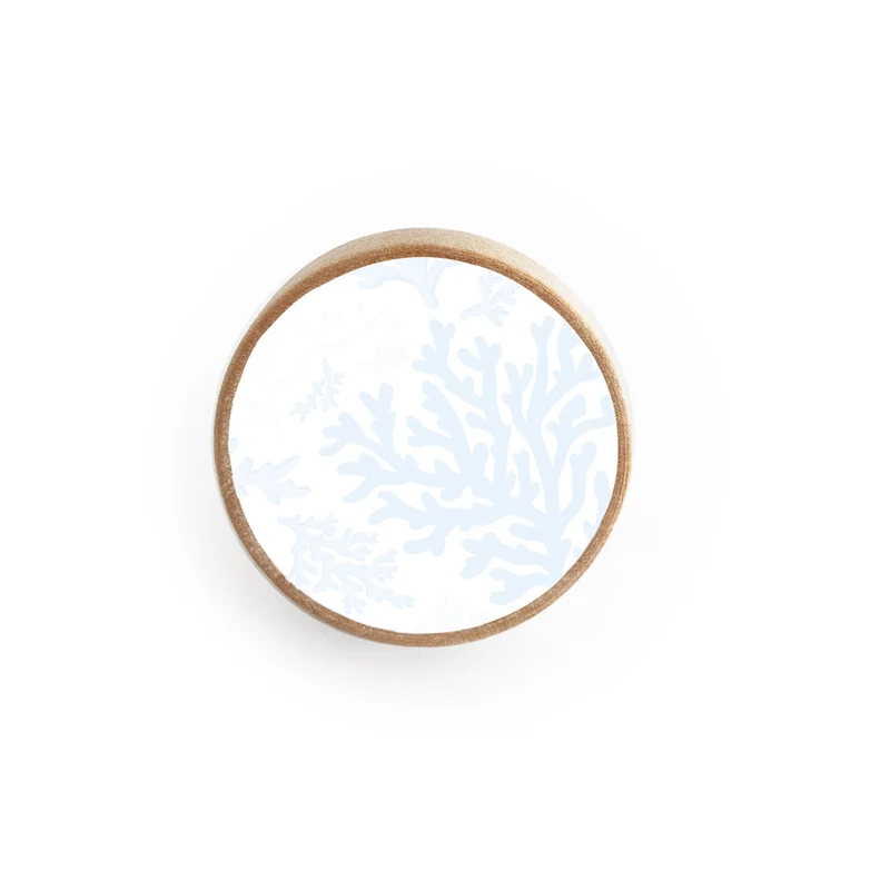 Poignée de porte en bois avec motif corail en relief - Plusieurs couleurs disponibles