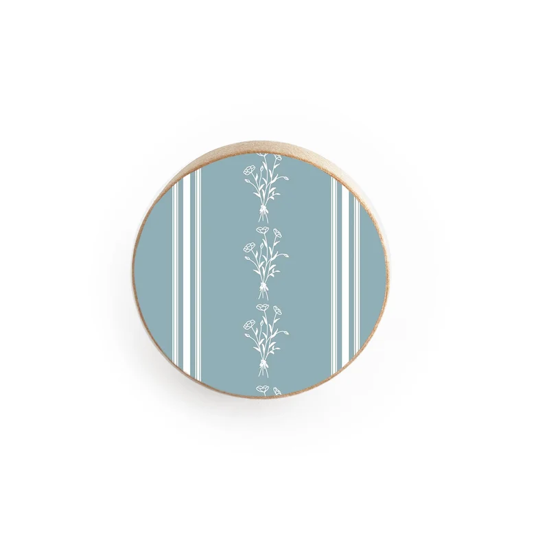 Wooden Door Knob with Embossed Blossom Garland Design - Multiple Colors Available