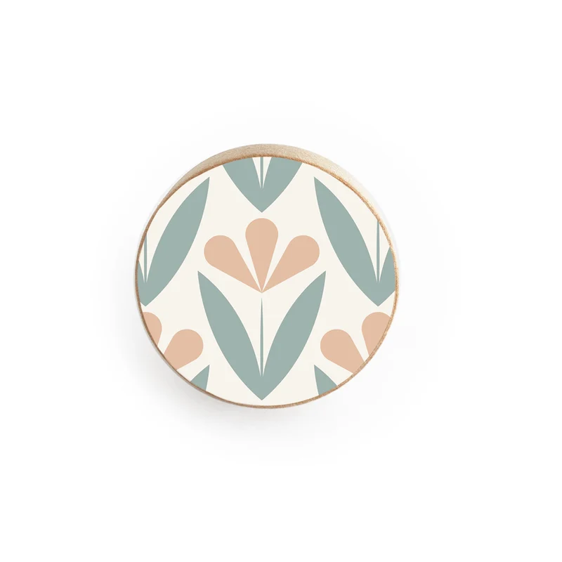 Wooden Knob with Embossed Petal Haze Design