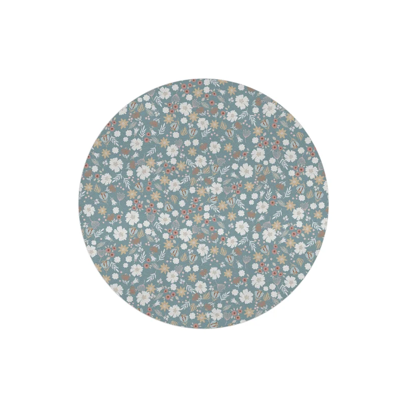 Tapis rond à fleurs sauvages pour chambres d'enfants - Plusieurs couleurs disponibles