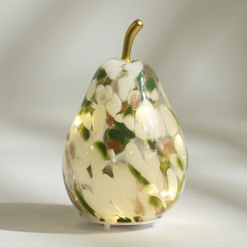 Boule lumineuse Simona poire blanc vert 17 cm Leds USB - Home Edelweiss