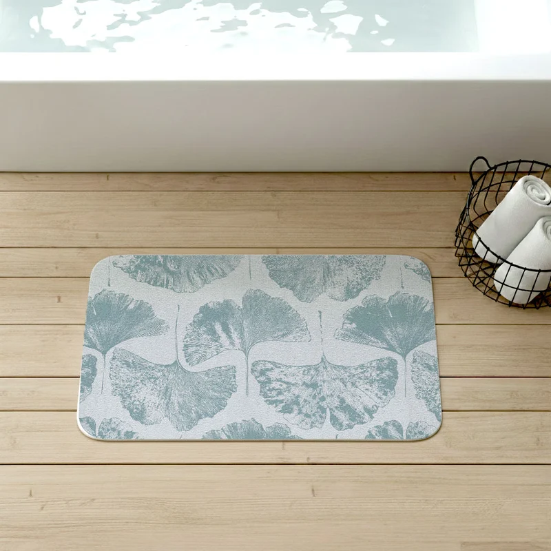 Alfombrilla de baño antideslizante con diseño de hojas de ginkgo (varios colores y tamaños disponibles)