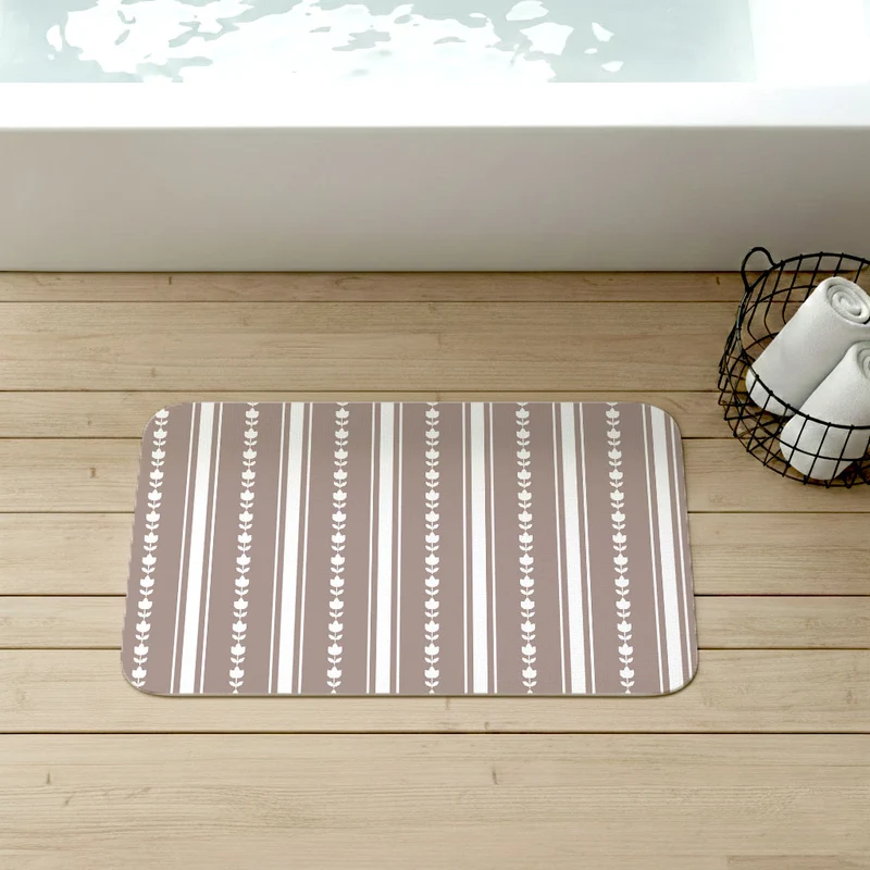 Alfombra de baño antideslizante de lino con diseño de flores (varios colores y tamaños disponibles)