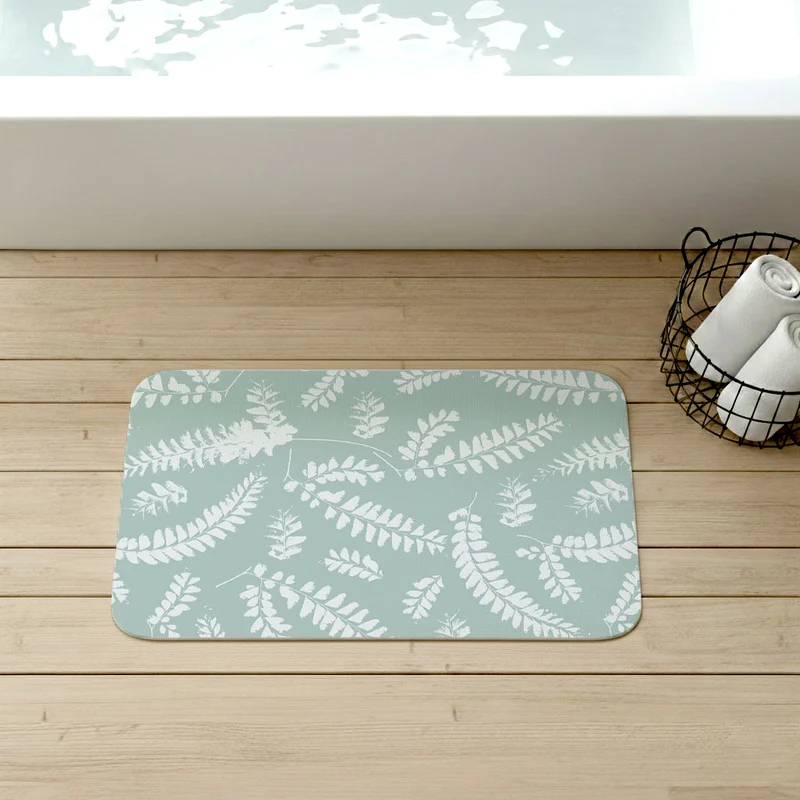 Tapis de bain antidérapant à motif feuillage - Plusieurs couleurs et tailles disponibles