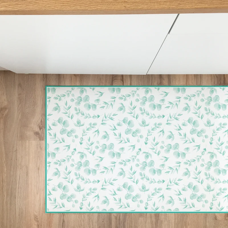 Vinyl Rug 98x148cm Turquoise Watercolor