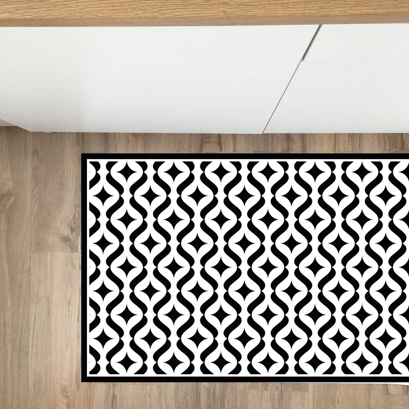 Tapis moderne en vinyle noir 48x198