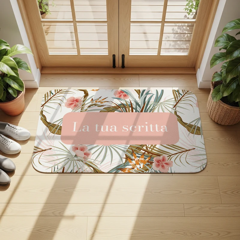 Felpudo de plantas tropicales - Varios tamaños disponibles - Texto personalizable