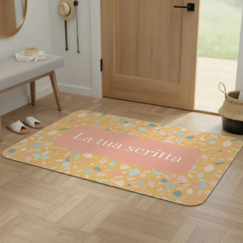 Yellow Terrace Doormat - Multiple Sizes Available - Customizable Writing