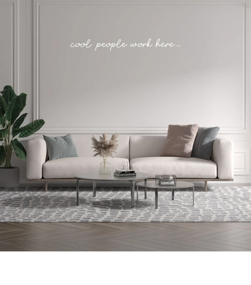 Custom text: cool people work here...