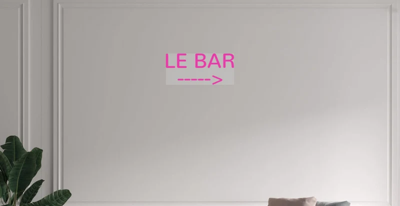 Custom text: LE BAR ----->