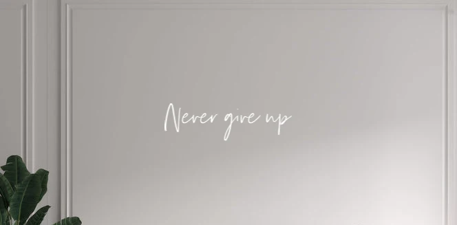 Custom text: Never give up
