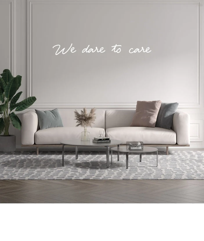 Custom text: We dare to care