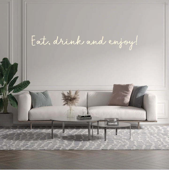 Custom text: Eat, drink and enjoy!