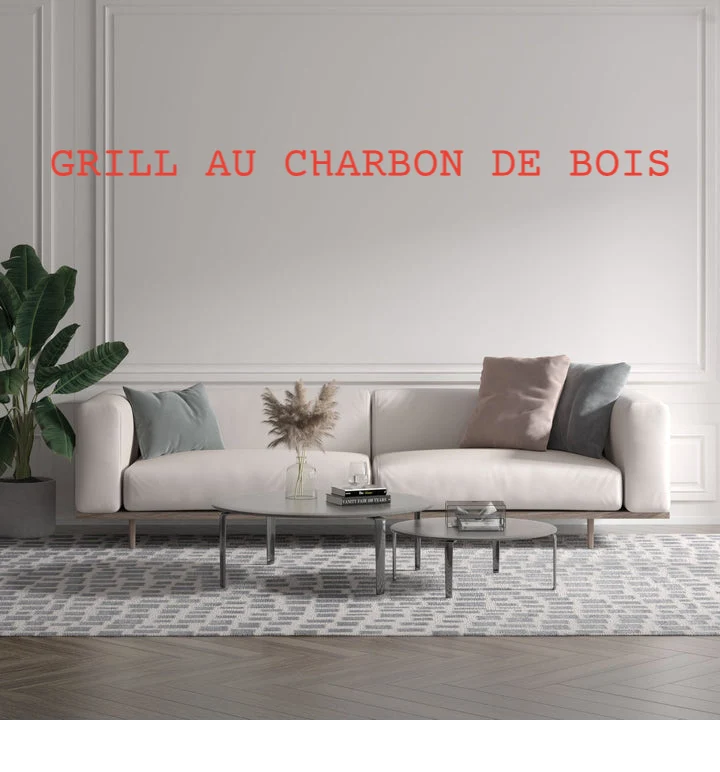 Custom text: GRILL AU CHARBON DE BOIS