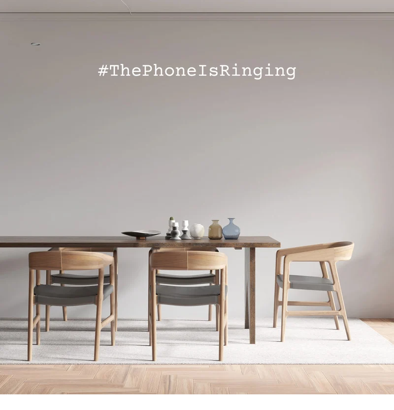 Custom text: #ThePhoneIsRinging