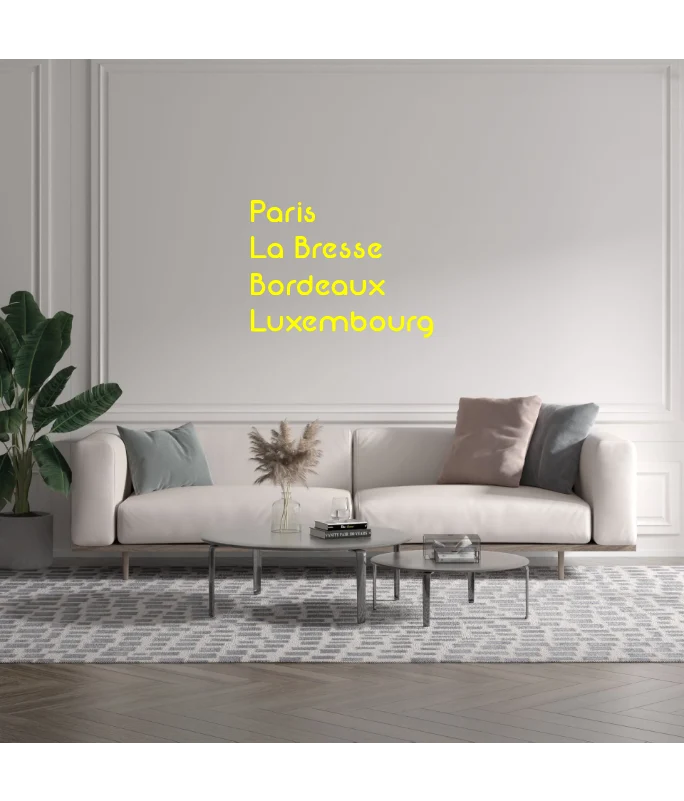 Custom text: Paris La Bresse Bordeaux Luxembourg