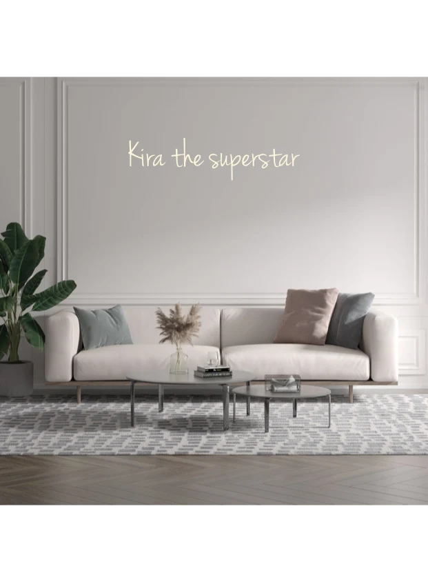 Custom text: Kira the superstar