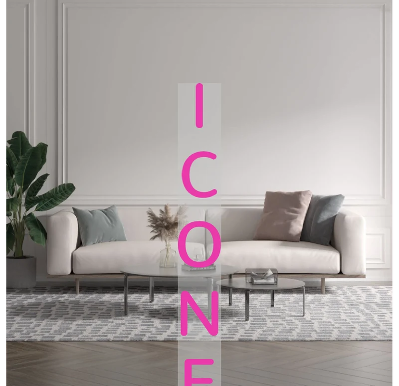 Custom text: I C O N E