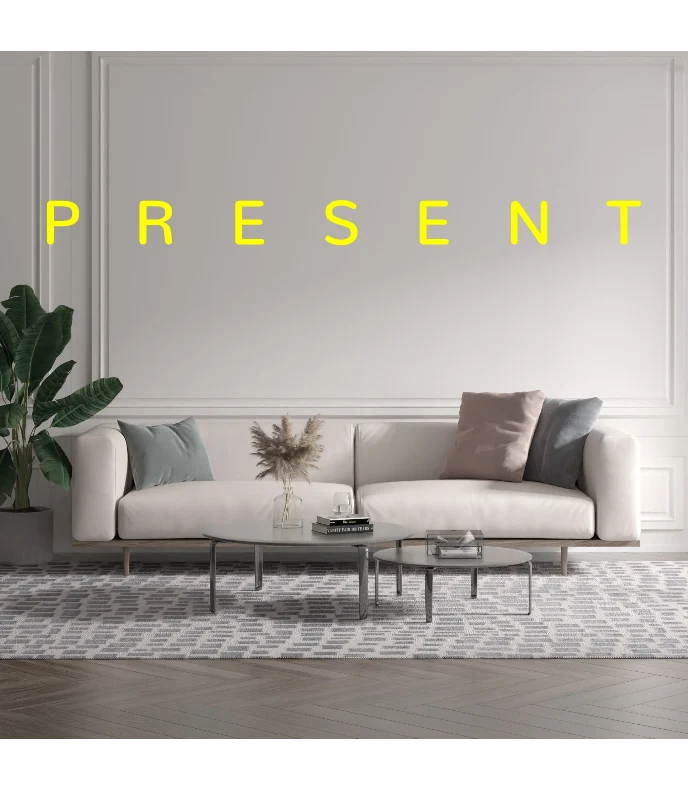 Custom text: P R E S E N T