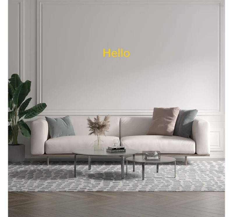 Custom text: Hello
