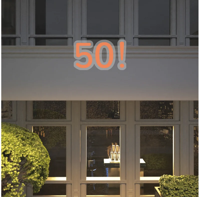 Custom text: 50!