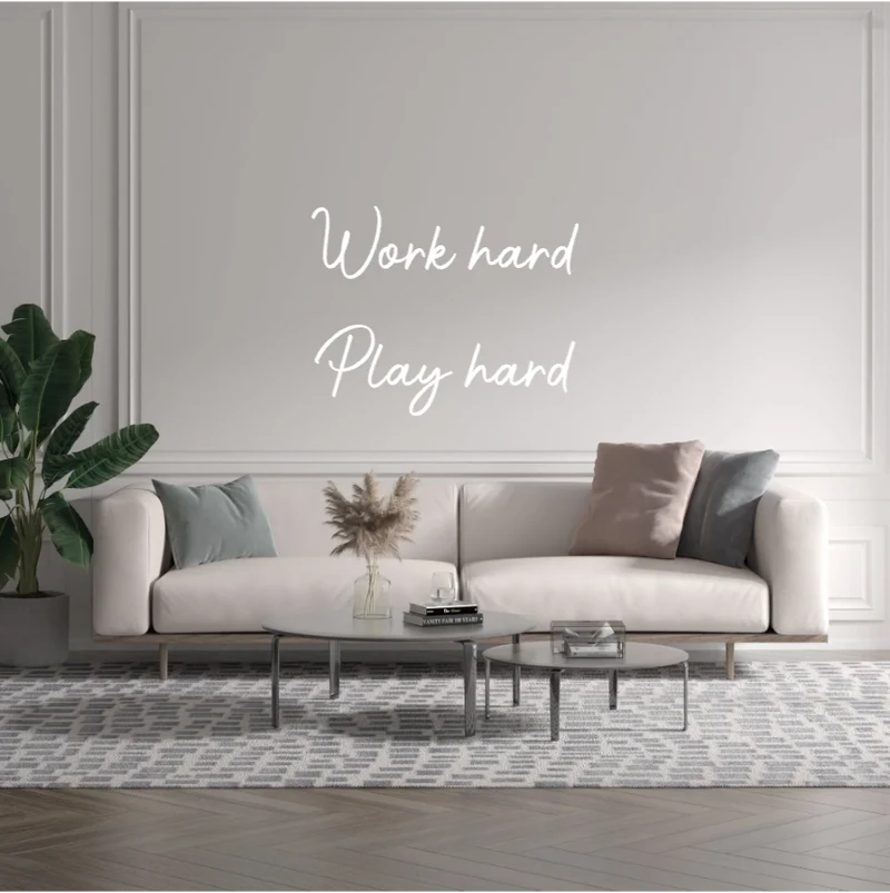 Custom text: Work hard Play hard