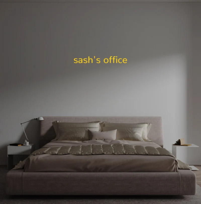 Custom text: sash's office