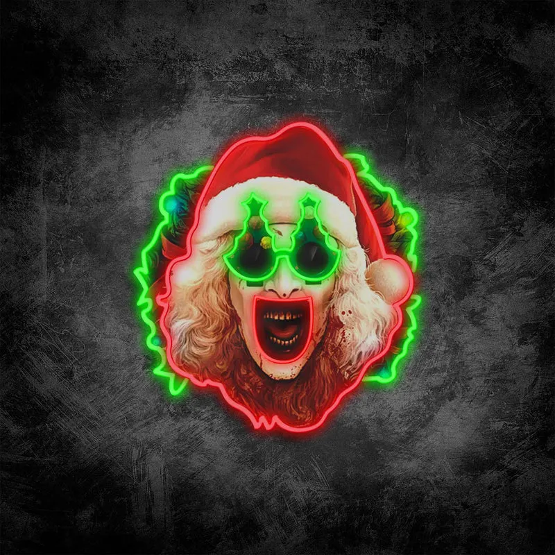 [Terrifier art was here]Terrifier 3 Neon Light Horror Movie Art Neon Sign for Home Decor, Halloween Party, or Collector's Display, Creepy LED Neon Light.Halloween Terrifier merch.