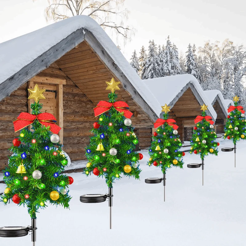 Quntis Solar Christmas Lights – Colorful Christmas Tree Stake Lights for Garden, Yard & Lawn Outdoor Holiday Decor